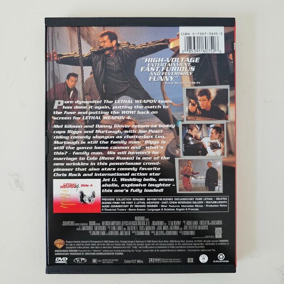 Lethal Weapon 4 DVD 1998 Widescreen - Mel Gibson, Danny Glover, Joe Pesci Jet Li - Picture 3 of 3